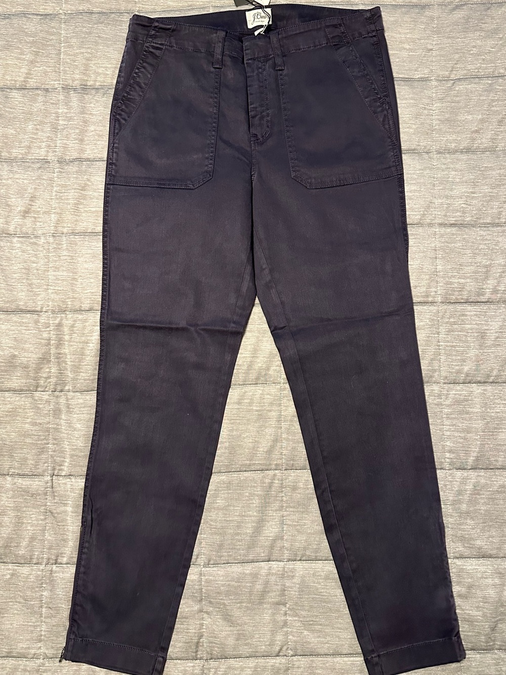 NEW J. Crew Skinny Stretch Cargo Pant with Zippers - Dark Navy Chinos